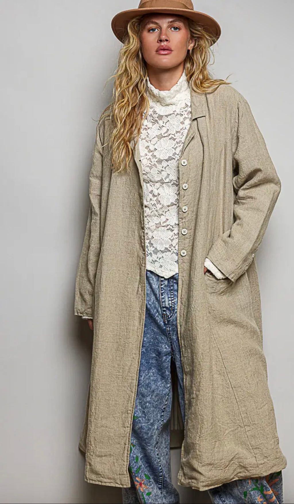 Long sleeve Jedda long cotton coat
