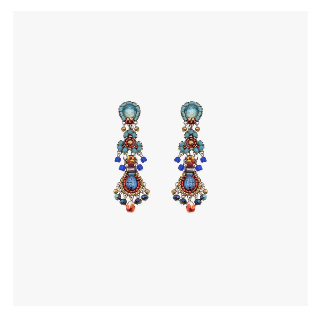 Ayala bar Heatwave Set, Long Beaded Earrings, Sea Glow C2365