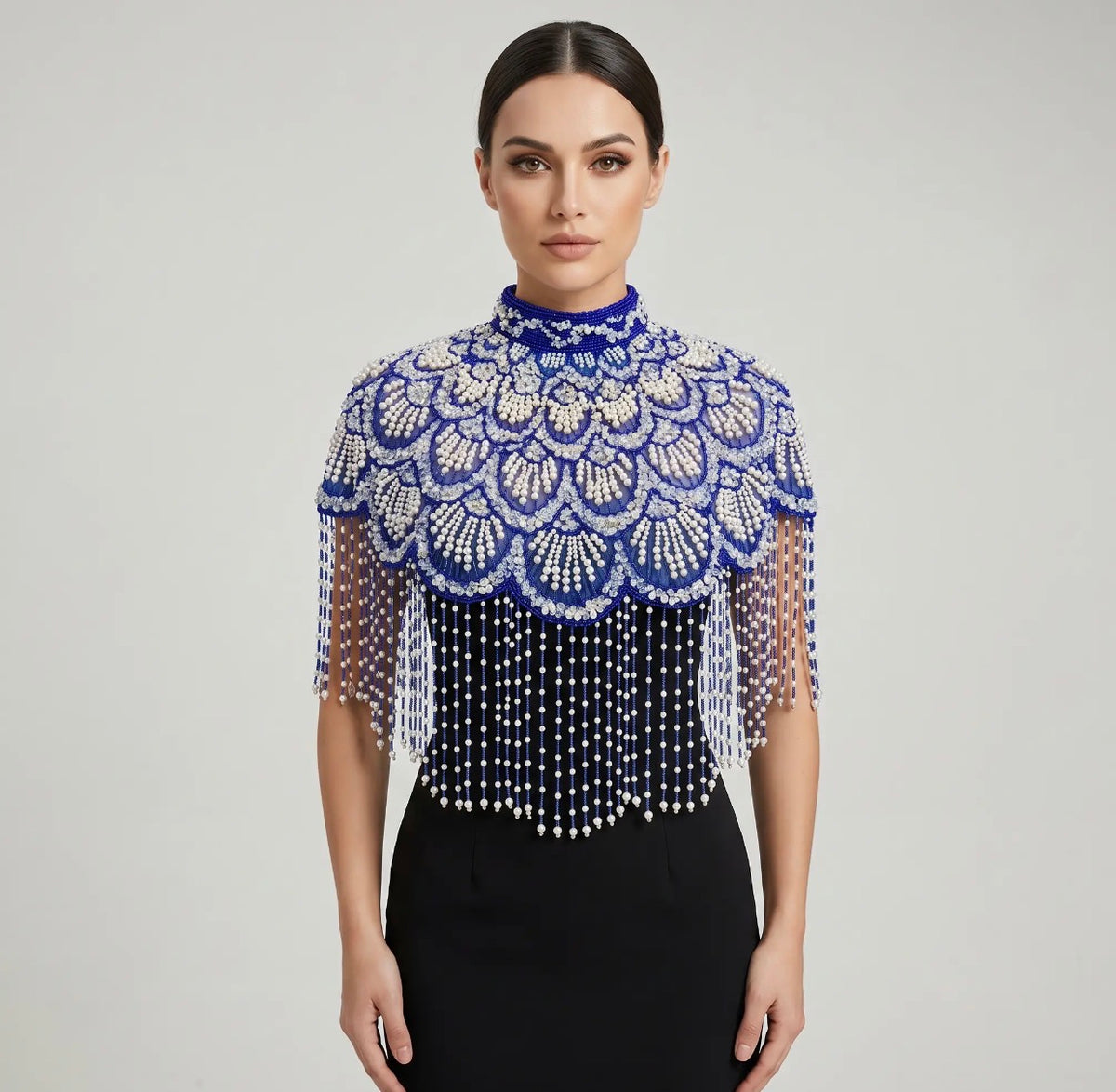 Santorini siren beaded capelet  royal blue