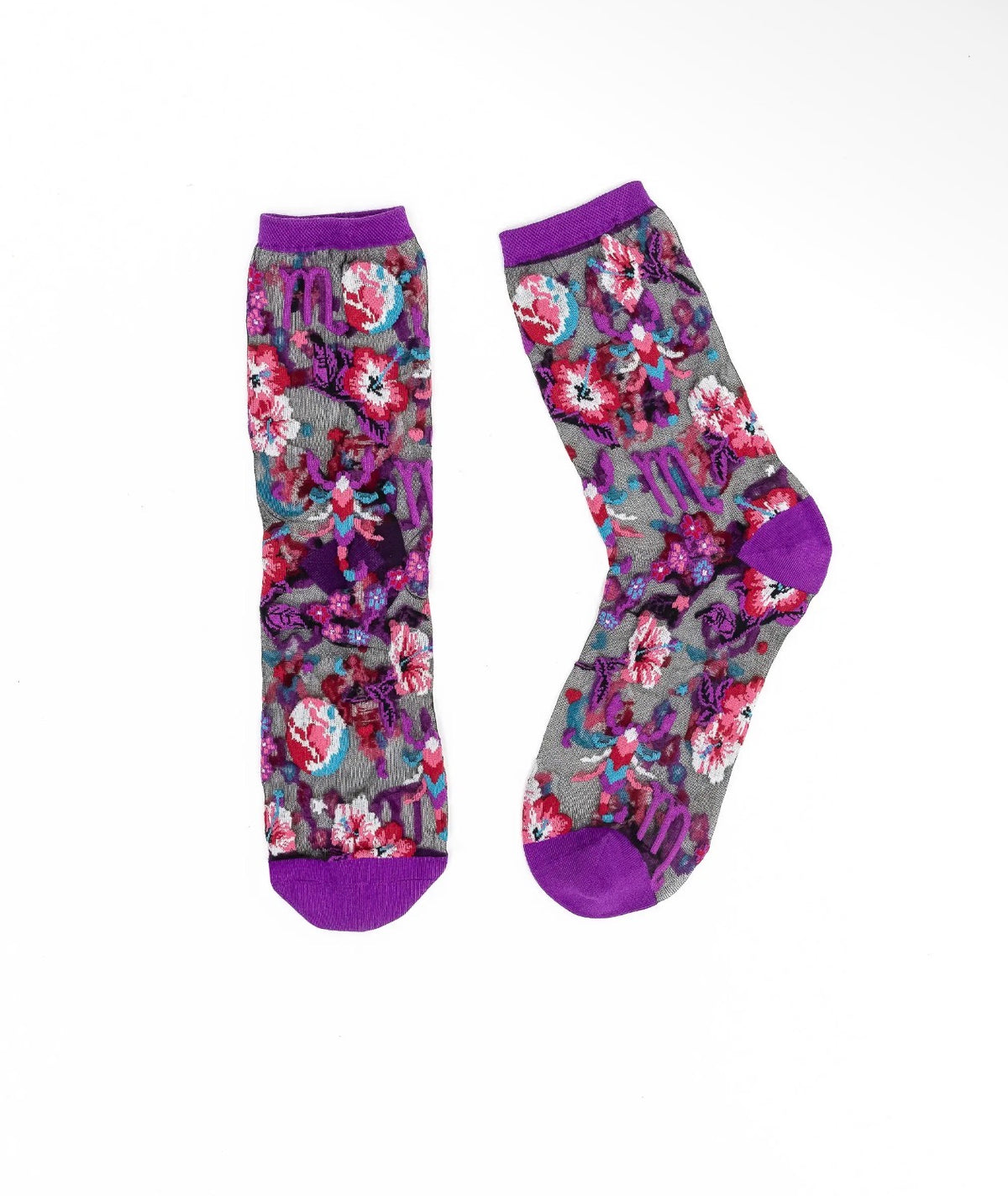 Scorpio zodiac sheer black socks