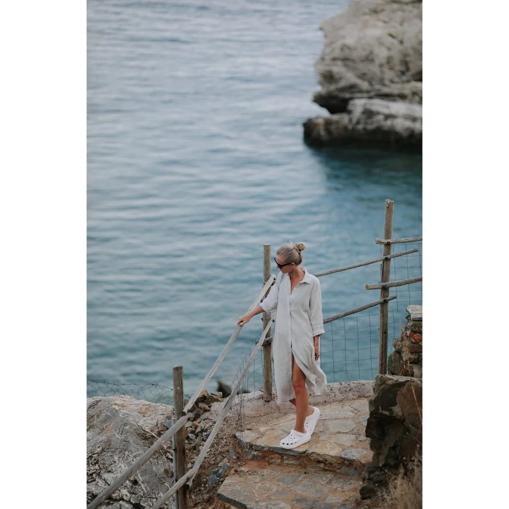 Oversized linen dress Mushroom / warm white SALE