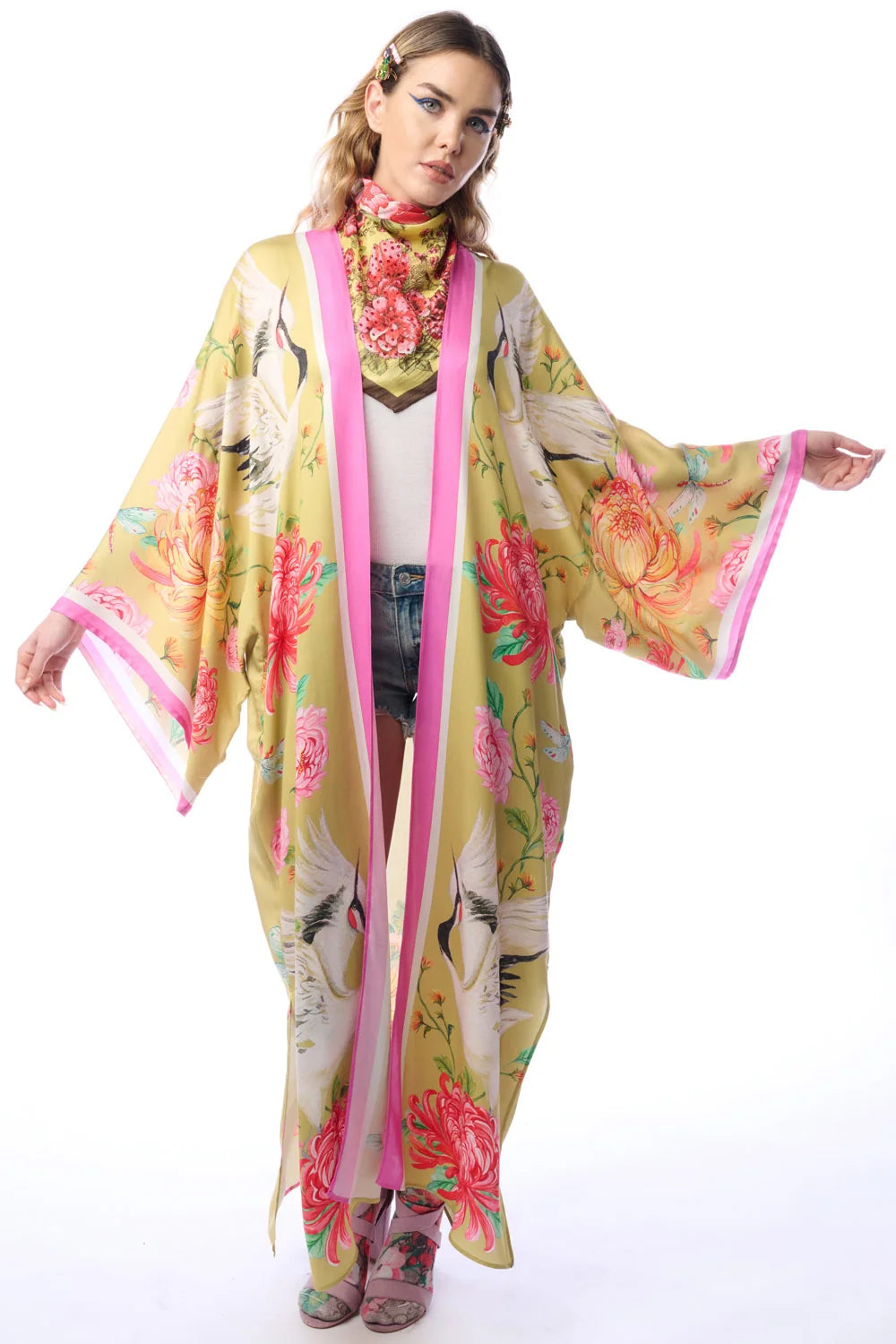 Aratta the legend of the crane Kimono - mustard