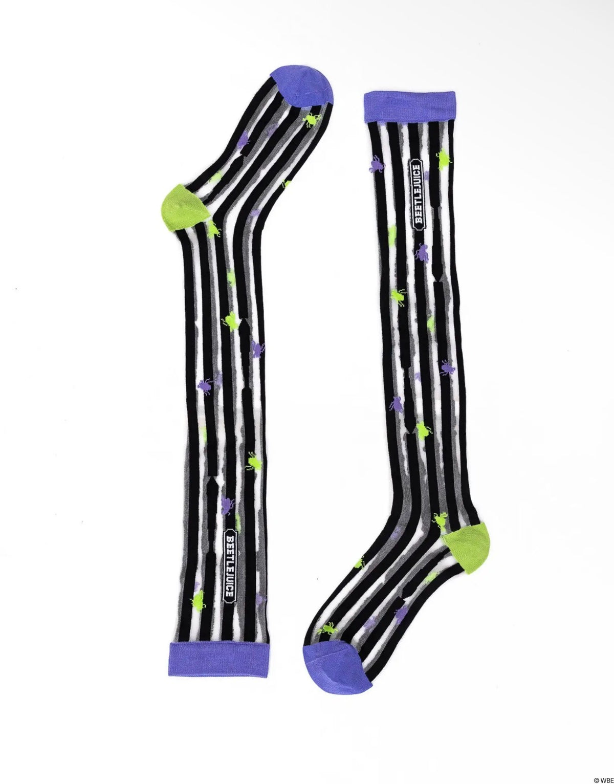 Beetle juice stripe knee high sheer socks