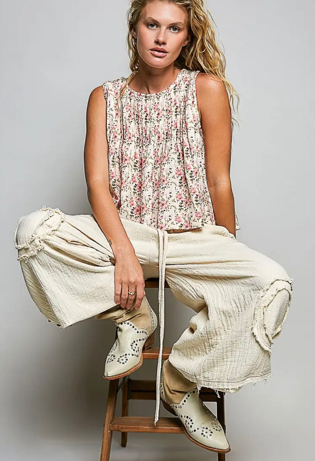 Jessie Pintuck floral Gauze top