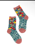 Tapestry vines sheer crew socks