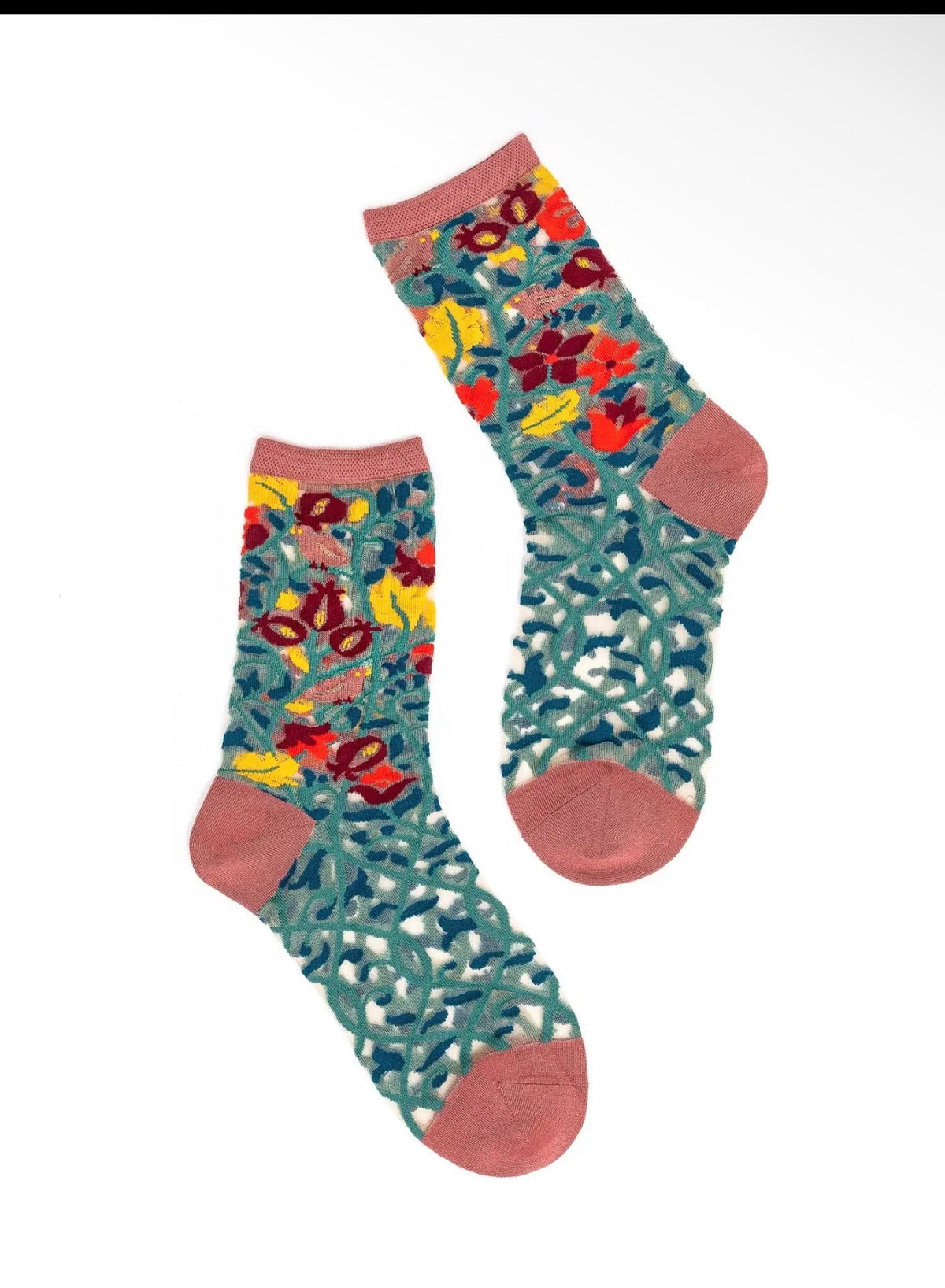 Tapestry vines sheer crew socks