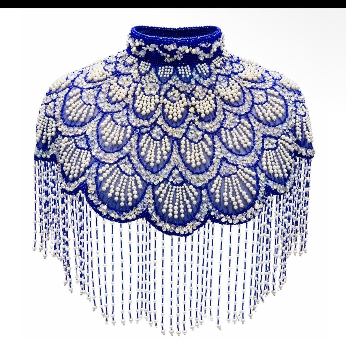 Santorini siren beaded capelet  royal blue