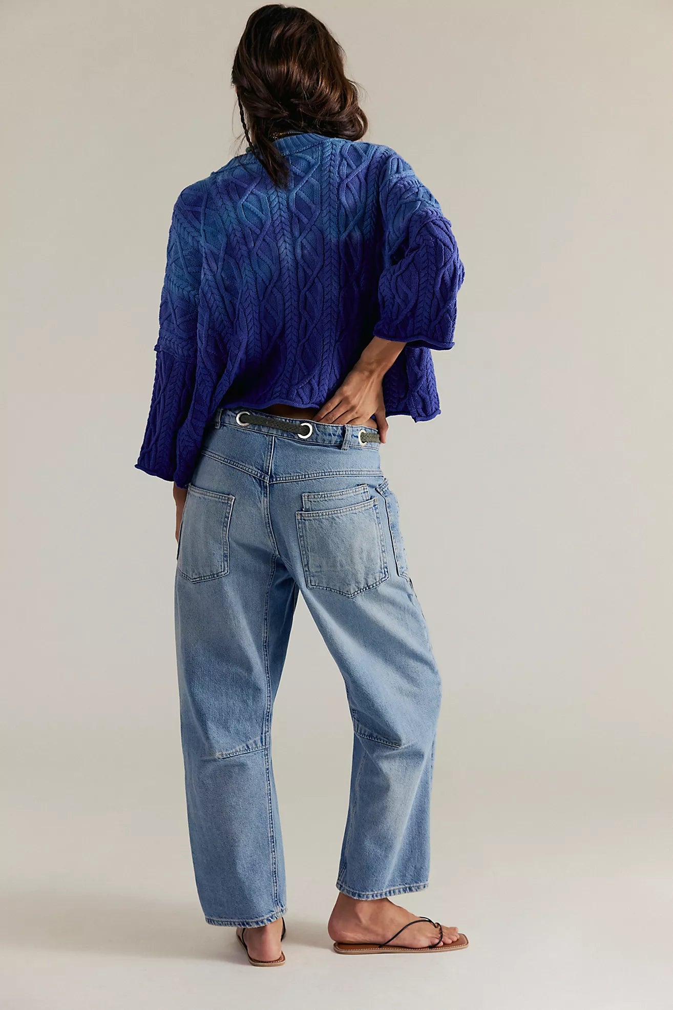 Free People Moxie Pull-On Barrel Jeans truest blue