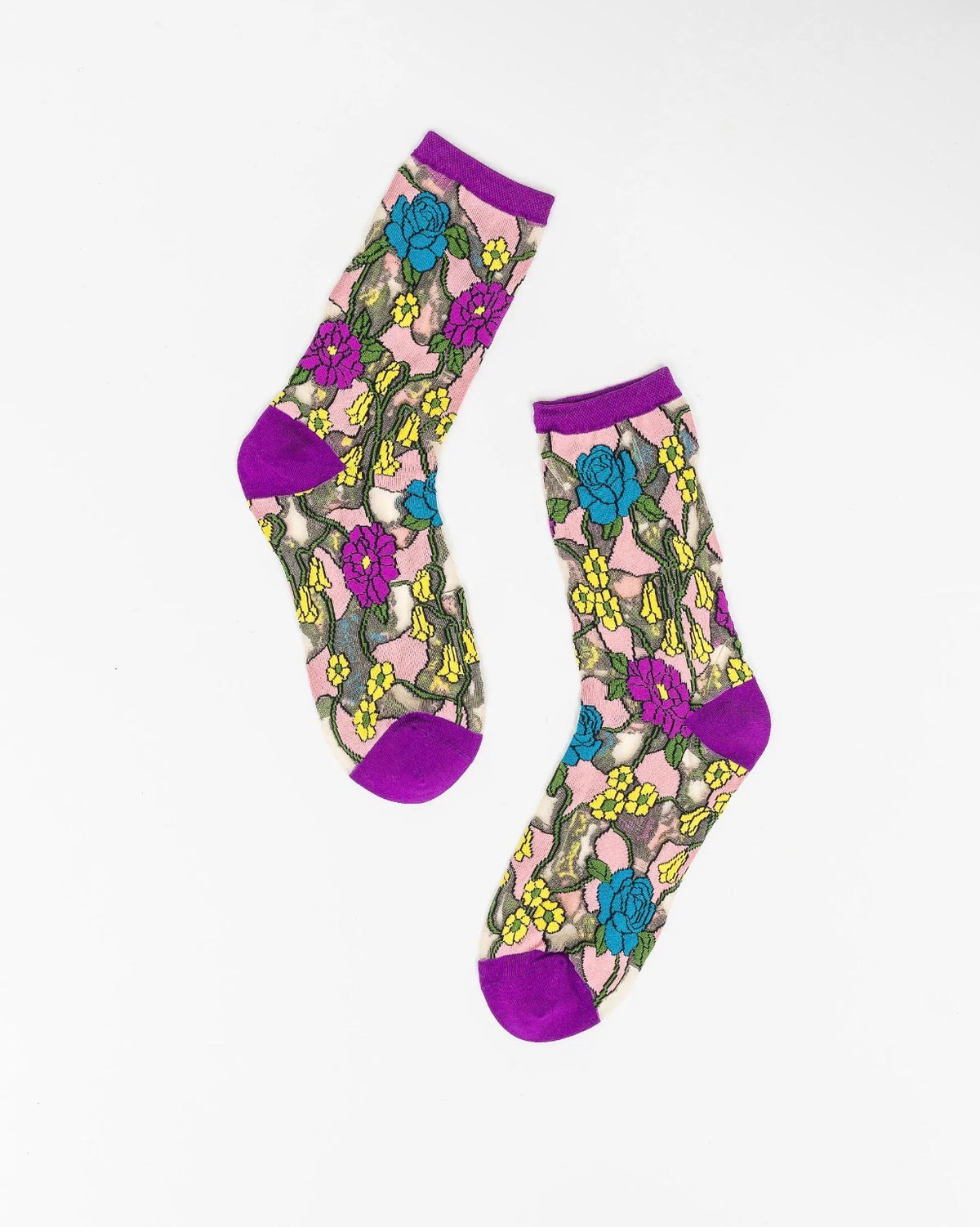 Stained glass clear crew socks