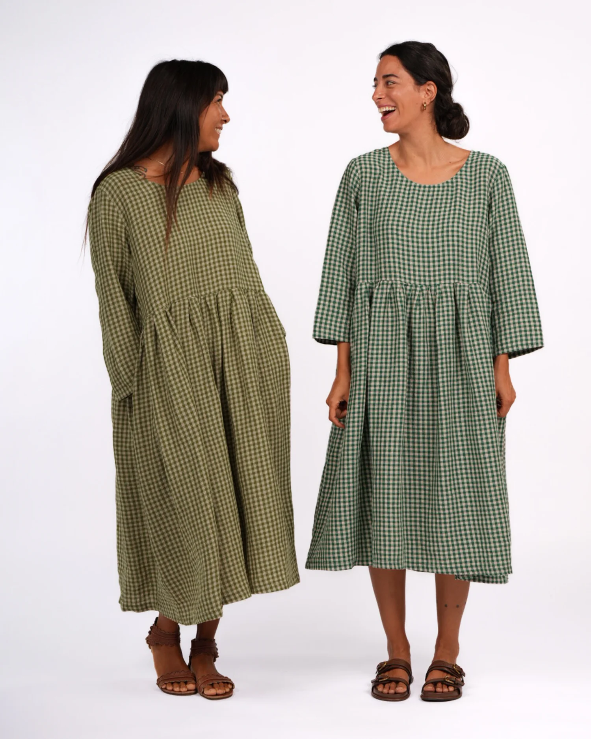 Montaigne - Journee French Linen Gingham Linen Dress - pistachio