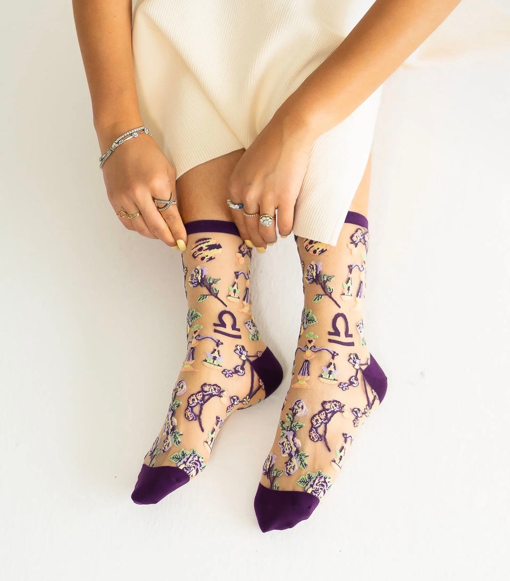 Libra zodiac sheer socks