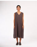 Sorrento Button-Through French Linen V-Neck Dress