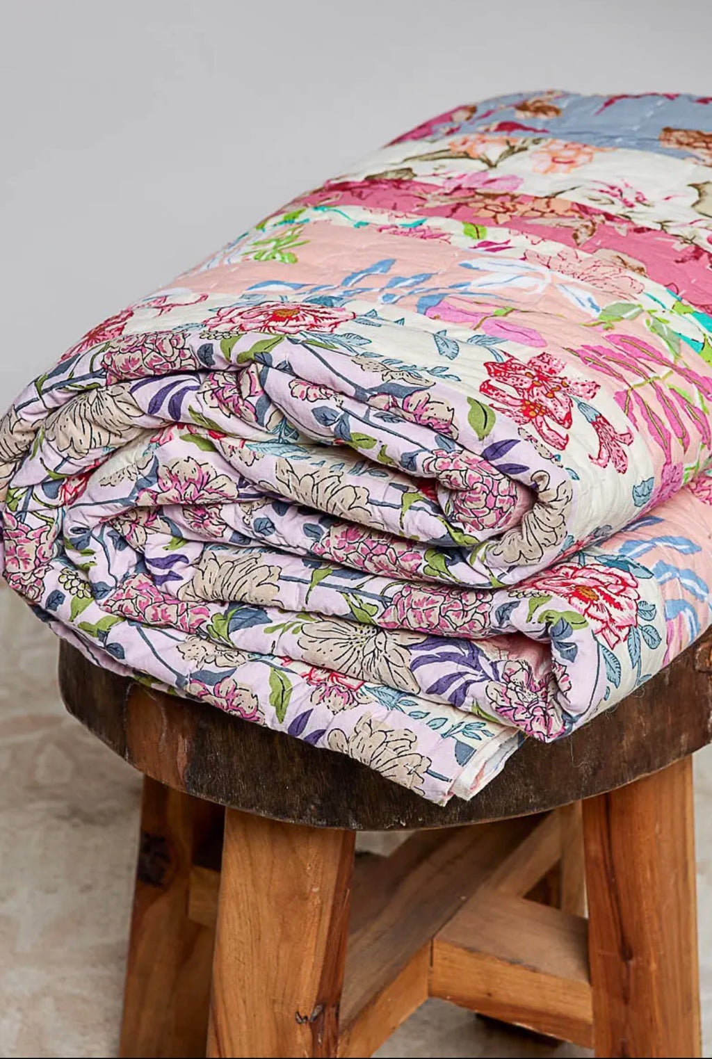 Laura floral patch work botanical print blanket