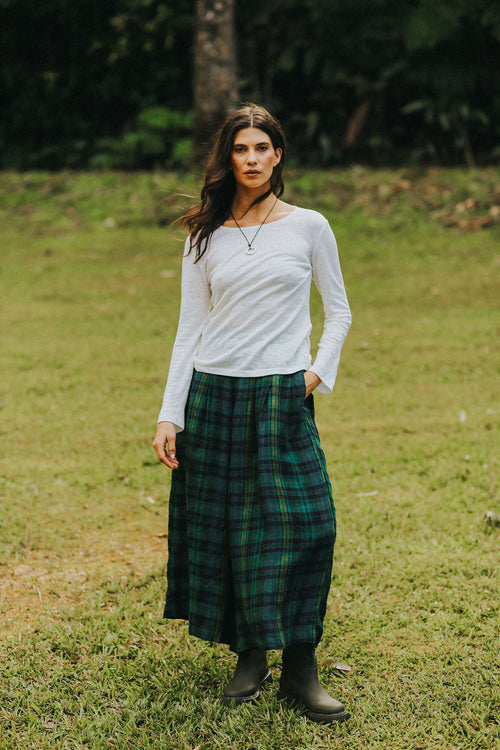 Montaign Ralph green / Black plaid culottes