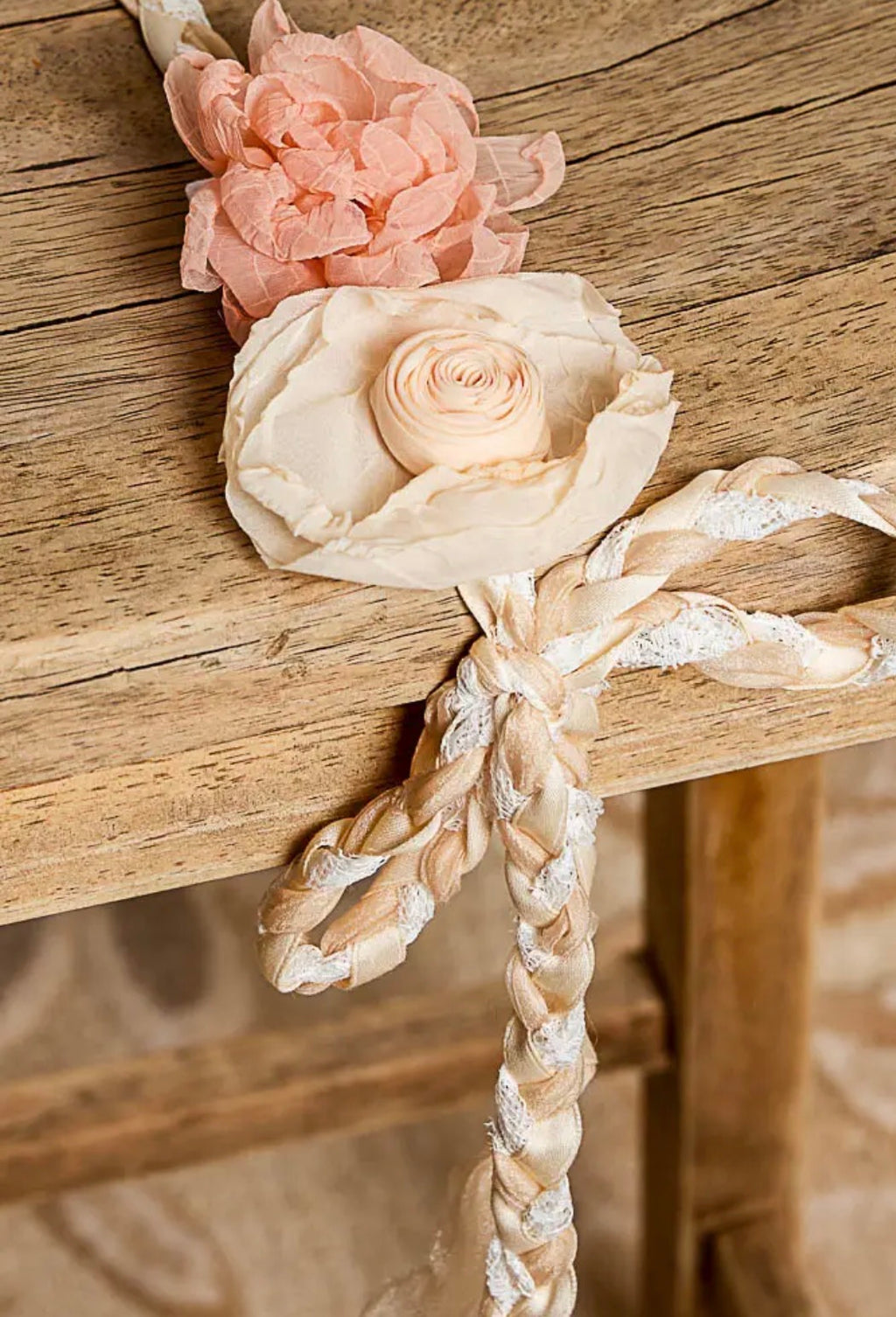 Sammy hand made flower belt cream and dusty orange