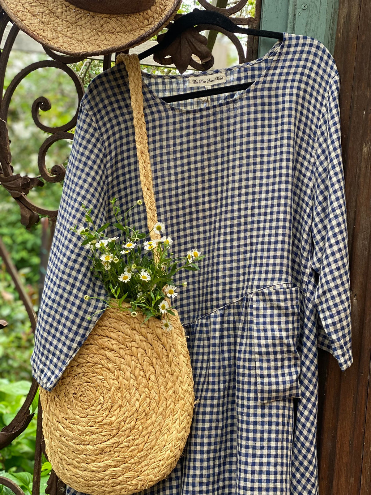 Miss roses sister violet Clarissa dress navy gingham