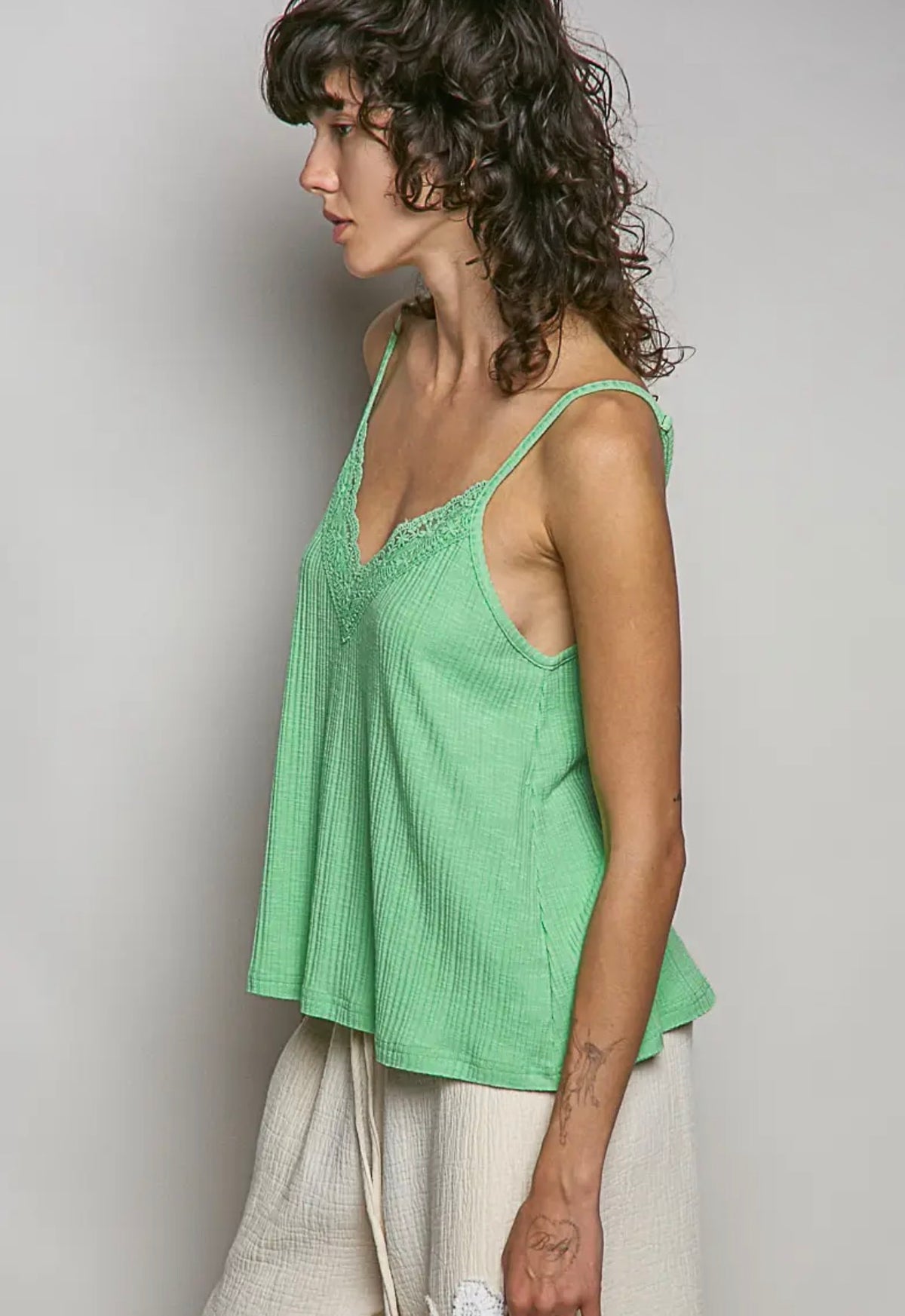 Cotton kelly tank Kelly green