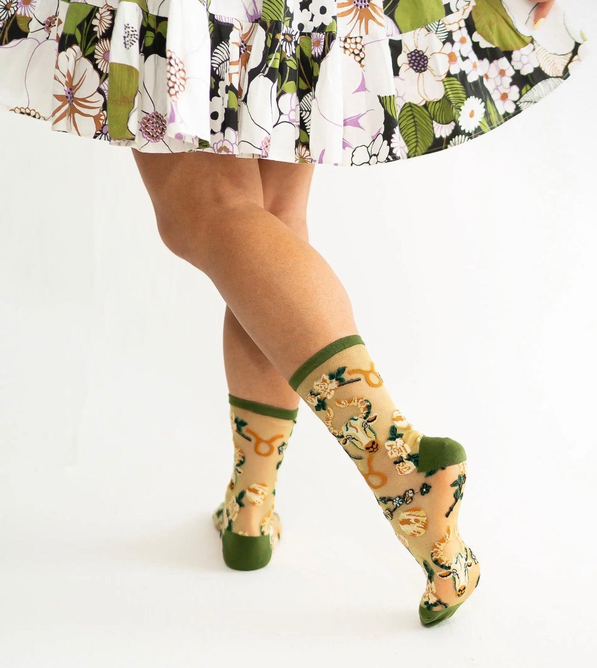 Taurus zodiac shimmer sheer socks