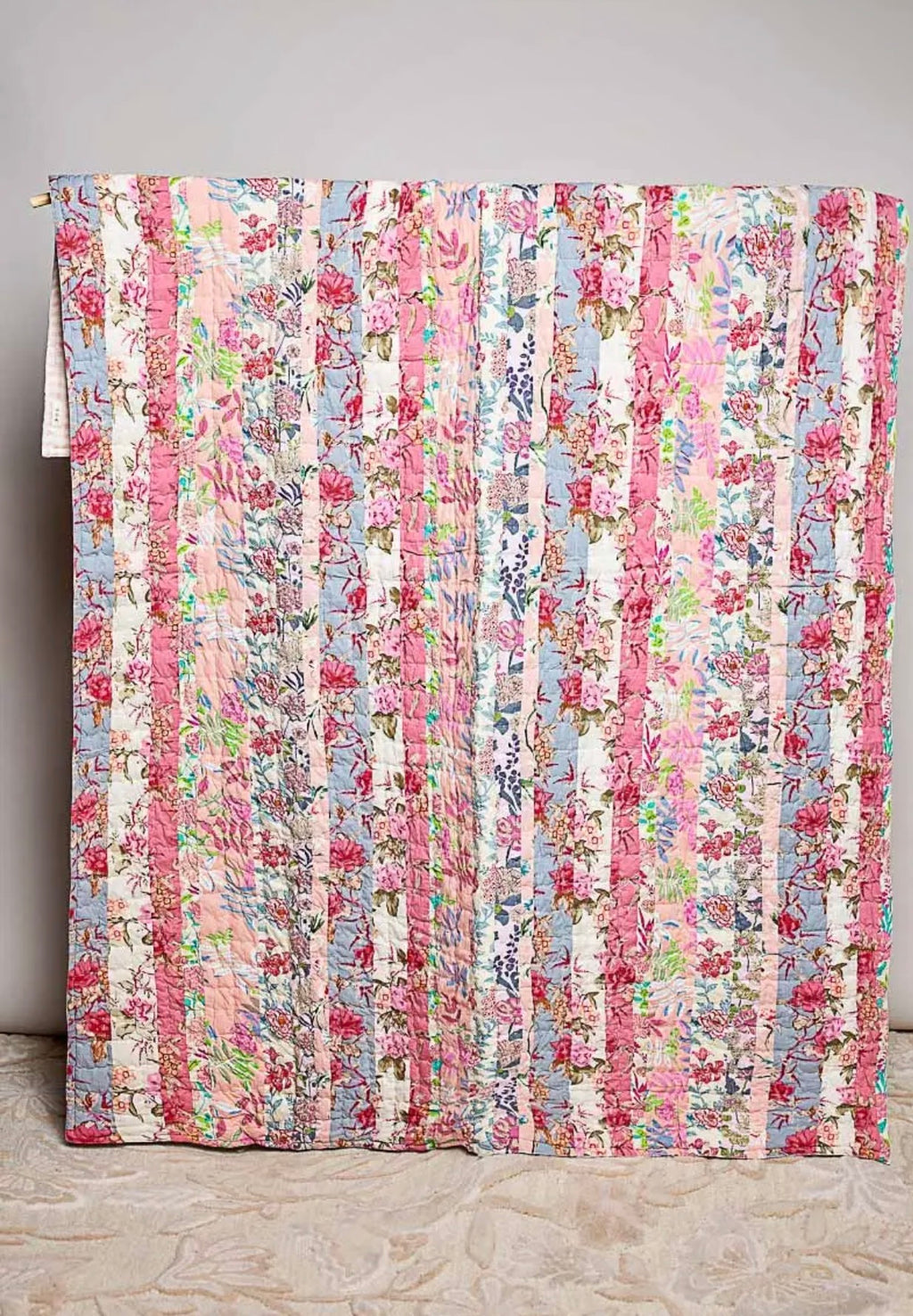 Laura floral patch work botanical print blanket