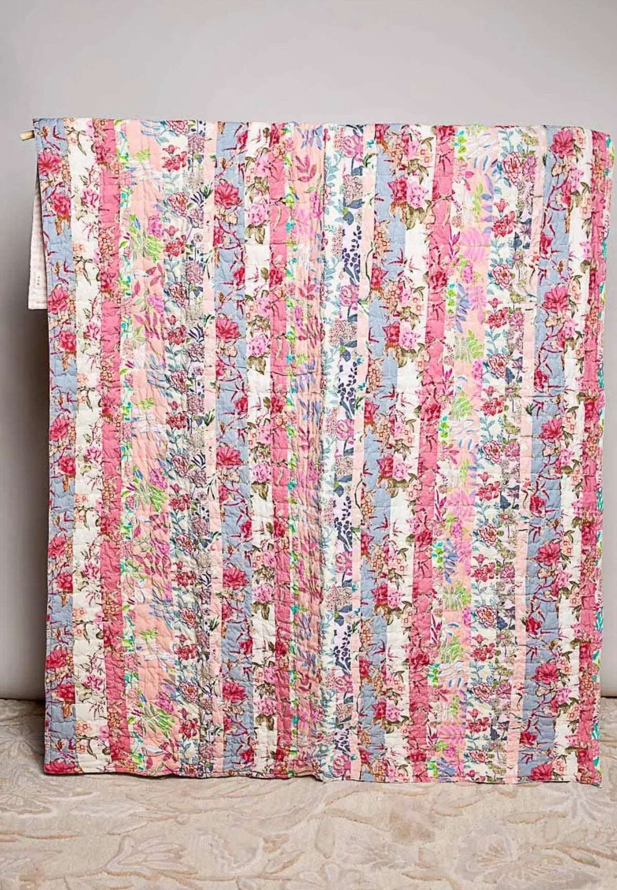 Laura floral patch work botanical print blanket