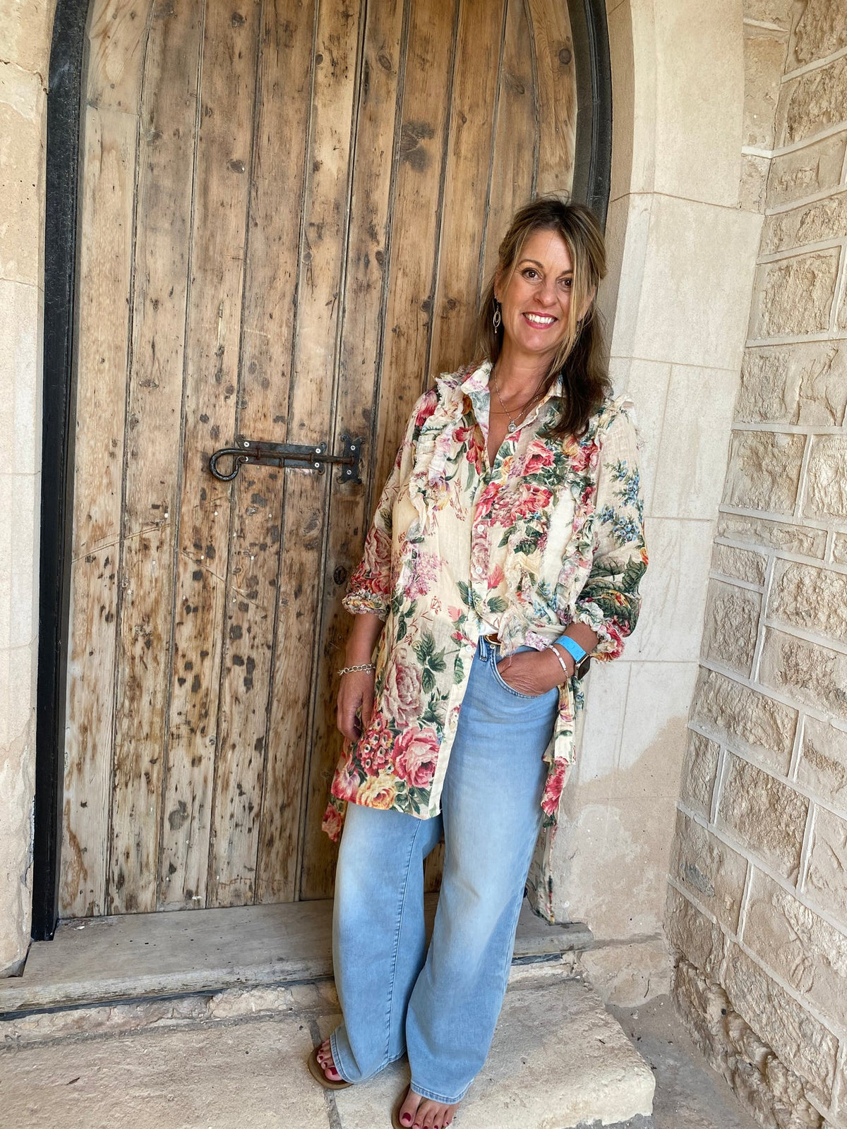 Miss roses sister violet Ophelia's garden ruffle top