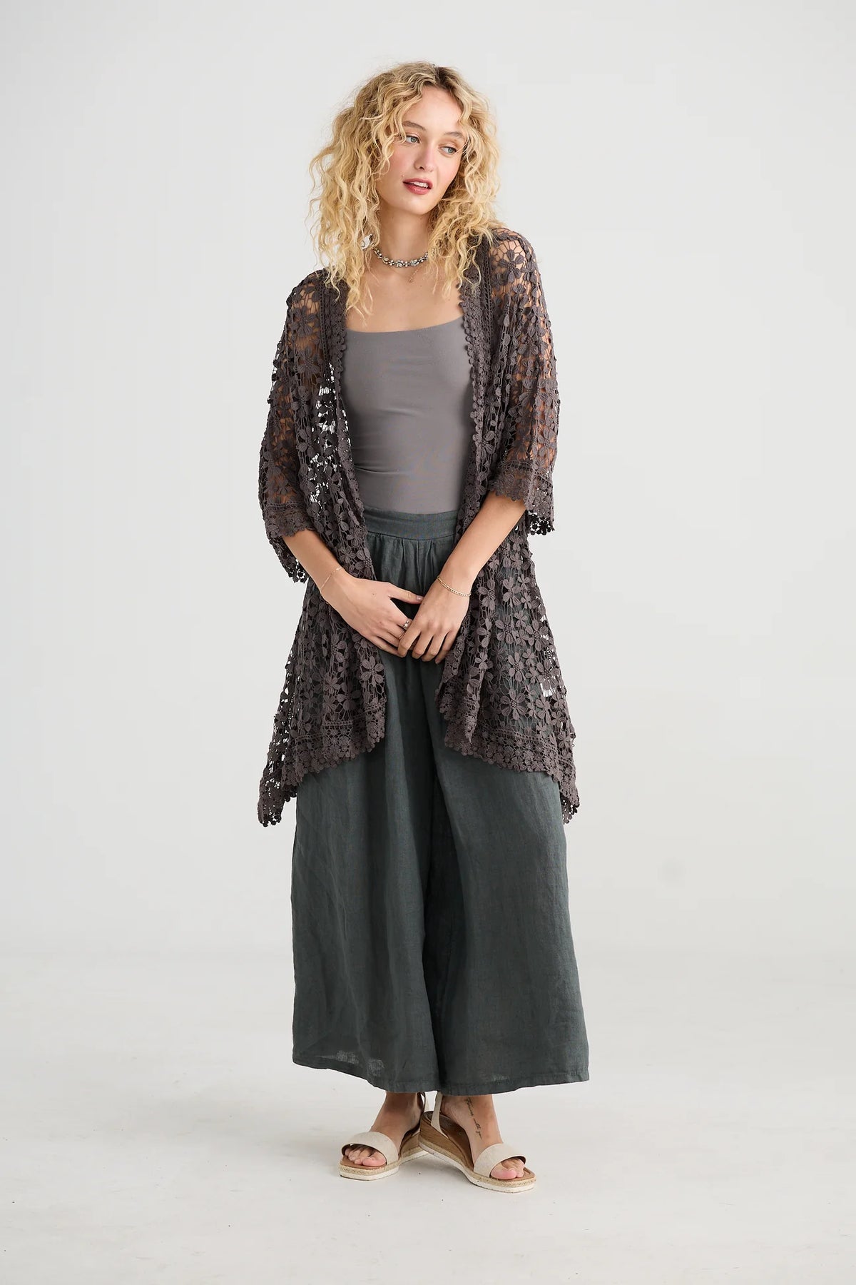 Miss roses sister violet Cordelia lace Jacket. Charcoal