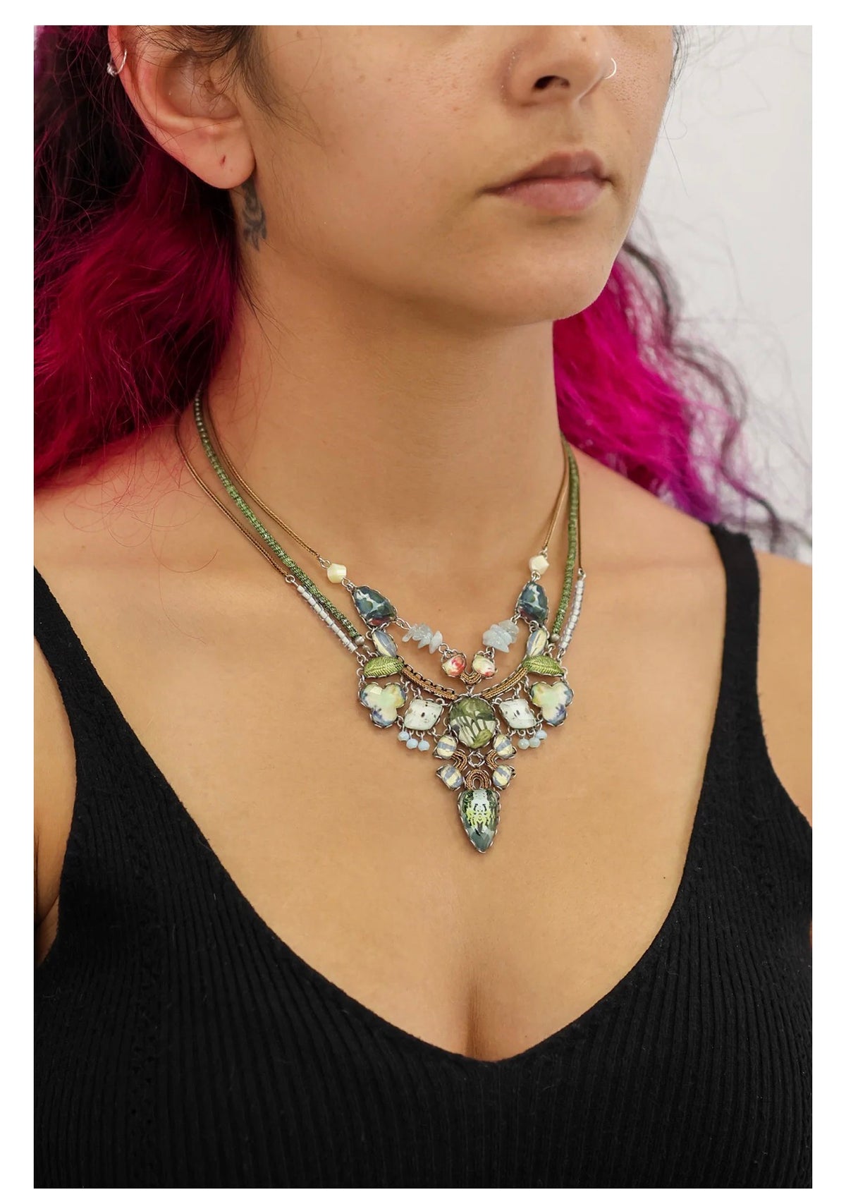 Ayala bar Neptune's Garden Set, Glass Necklace, Wakame R3643