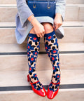 Bold blue sheer knee high socks