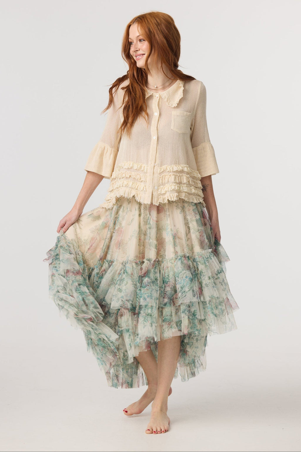 Miss roses sister violet ballerina tutu skirt  cream rose