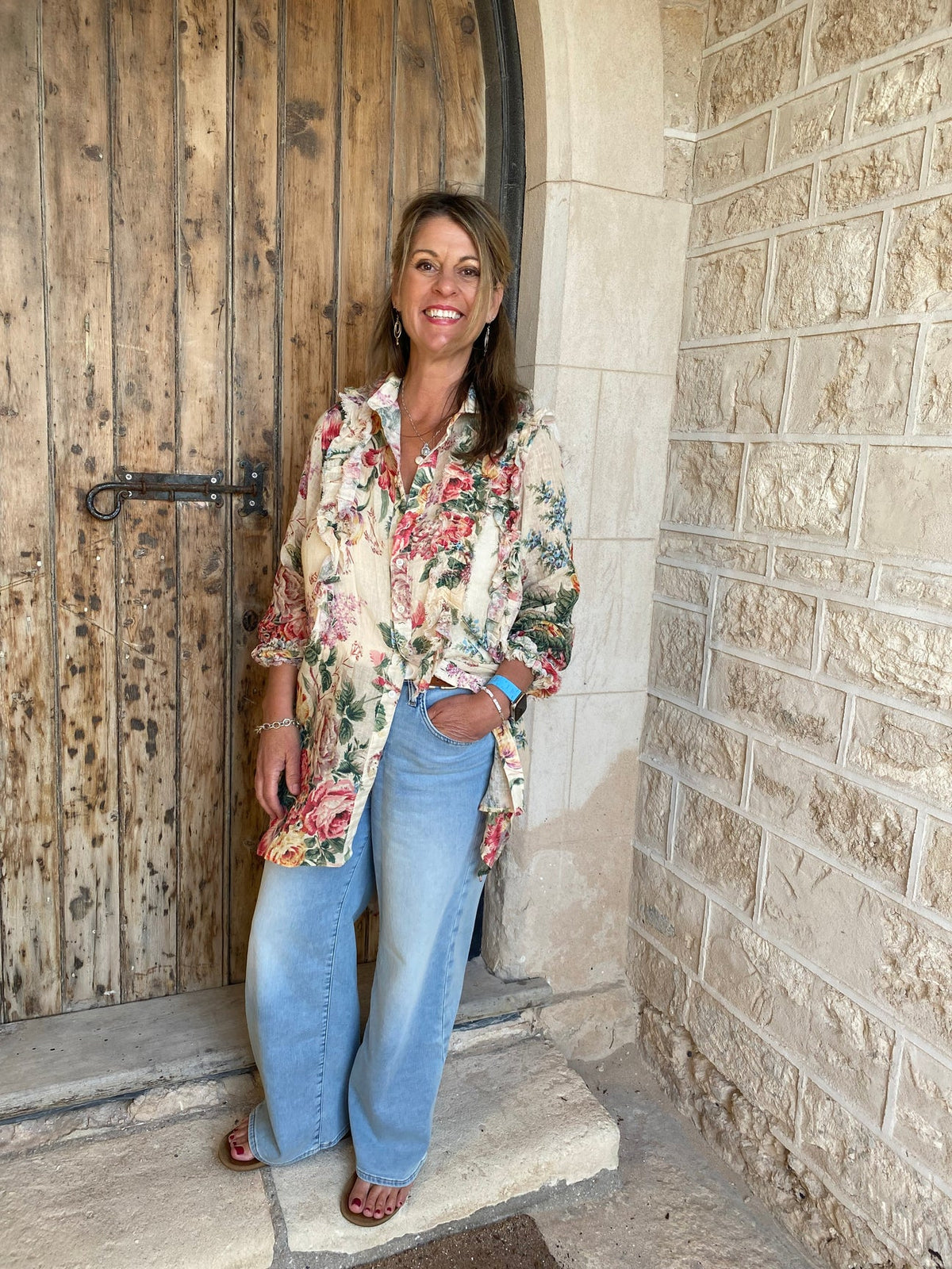 Miss roses sister violet Ophelia's garden ruffle top