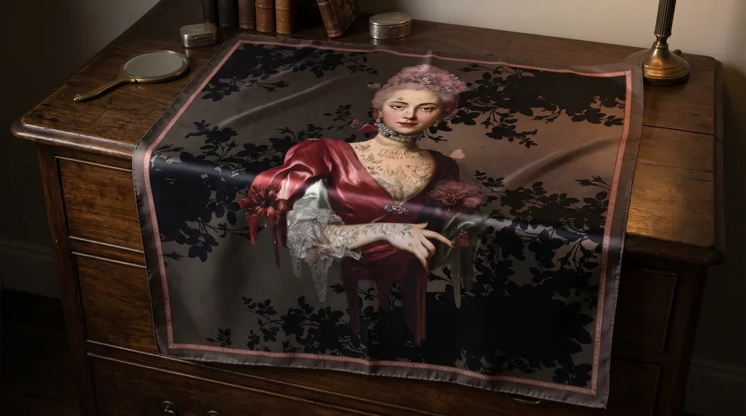 Voglio bene silk scarf 68x68 Olympe de gouges
