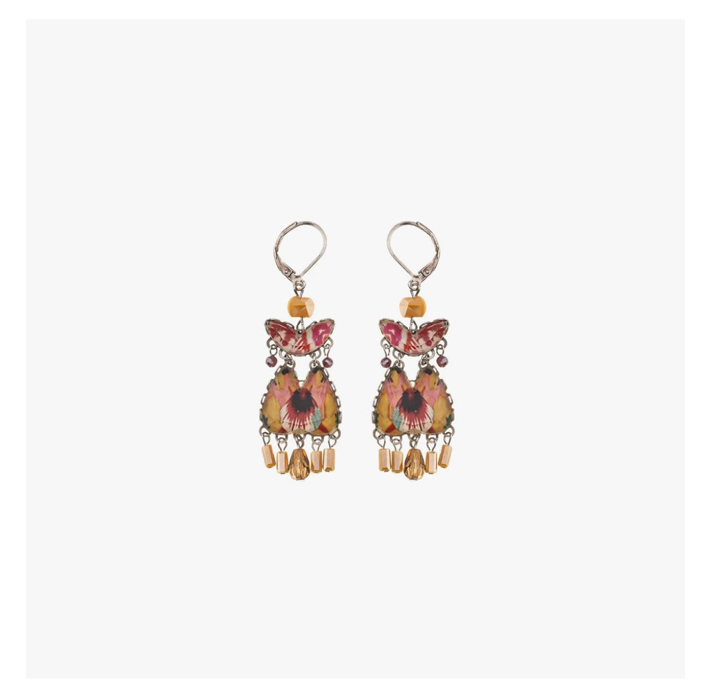 Ayala bar Sunflower Surprise Set, Drop Glass Earrings, Mustard R2423
