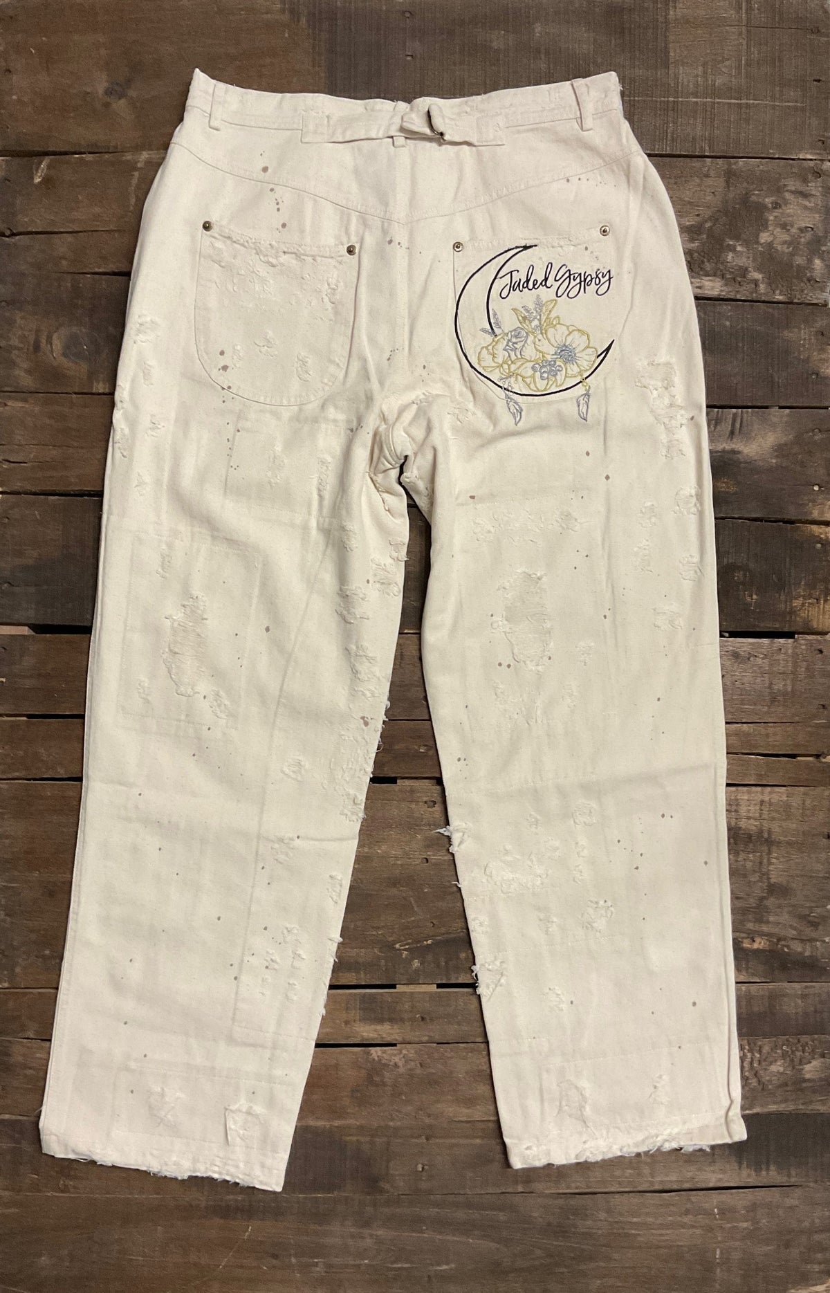 Jaded gypsy peace and love jeans parchment