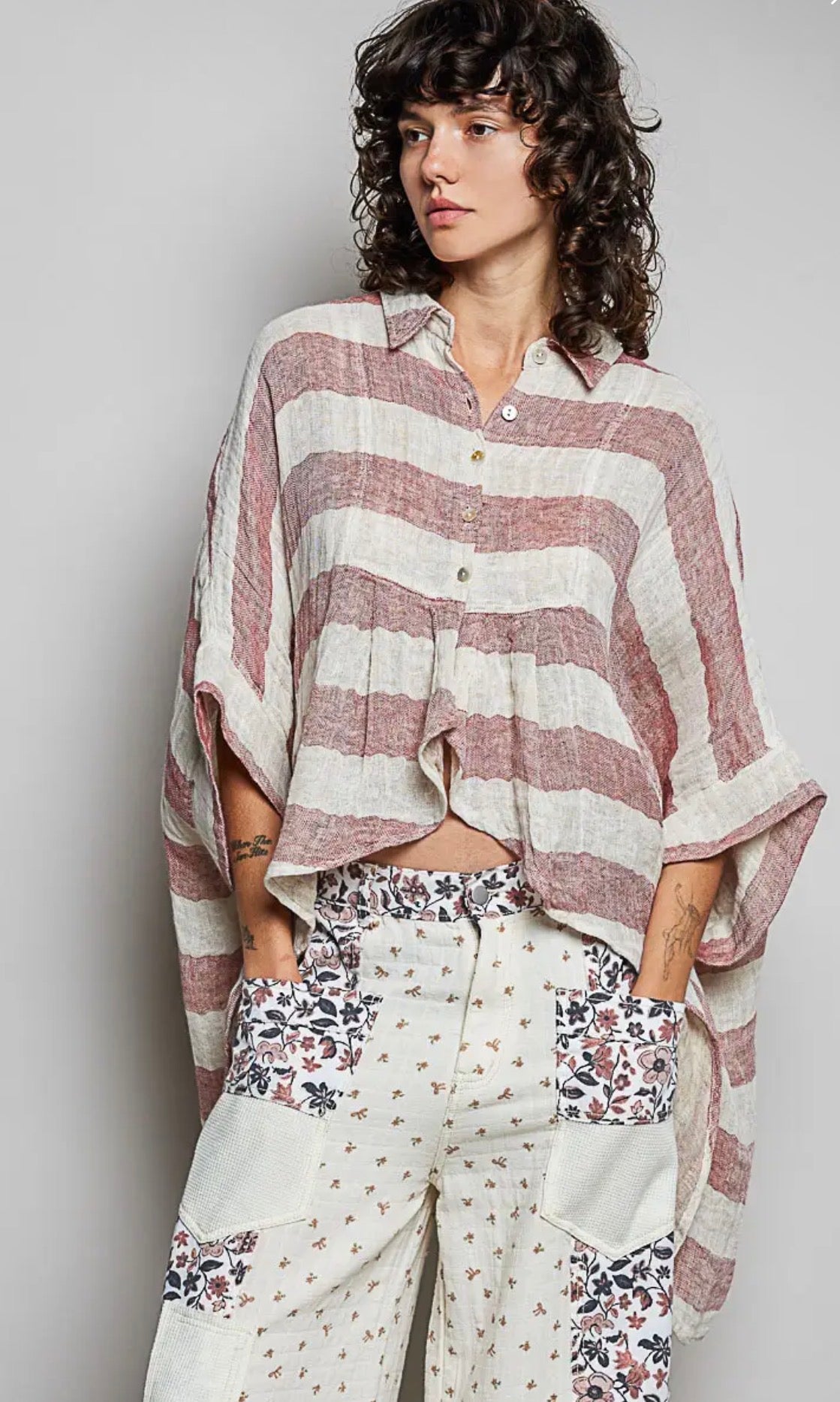 Candice linen high low shirt