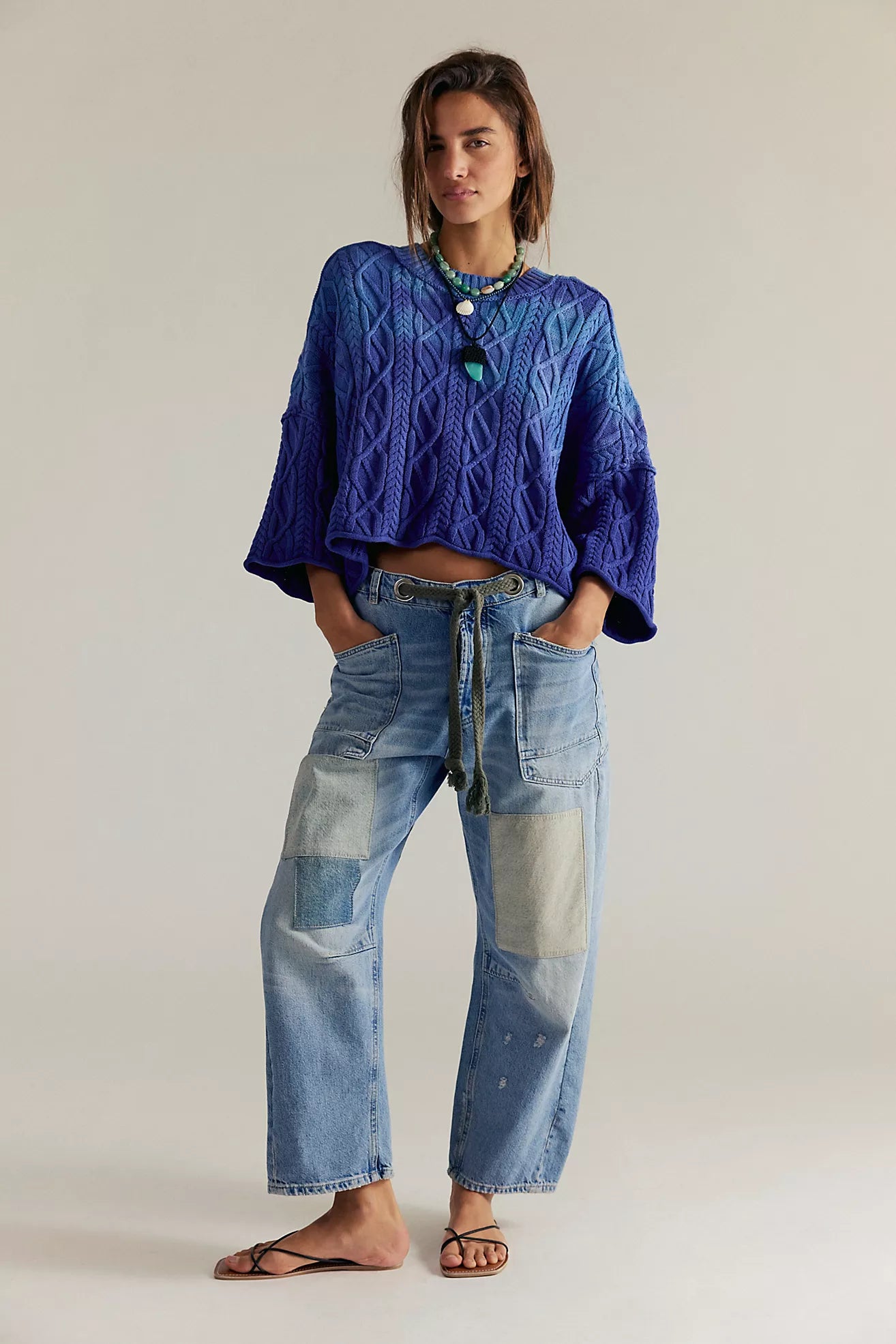 Free People Moxie Pull-On Barrel Jeans truest blue