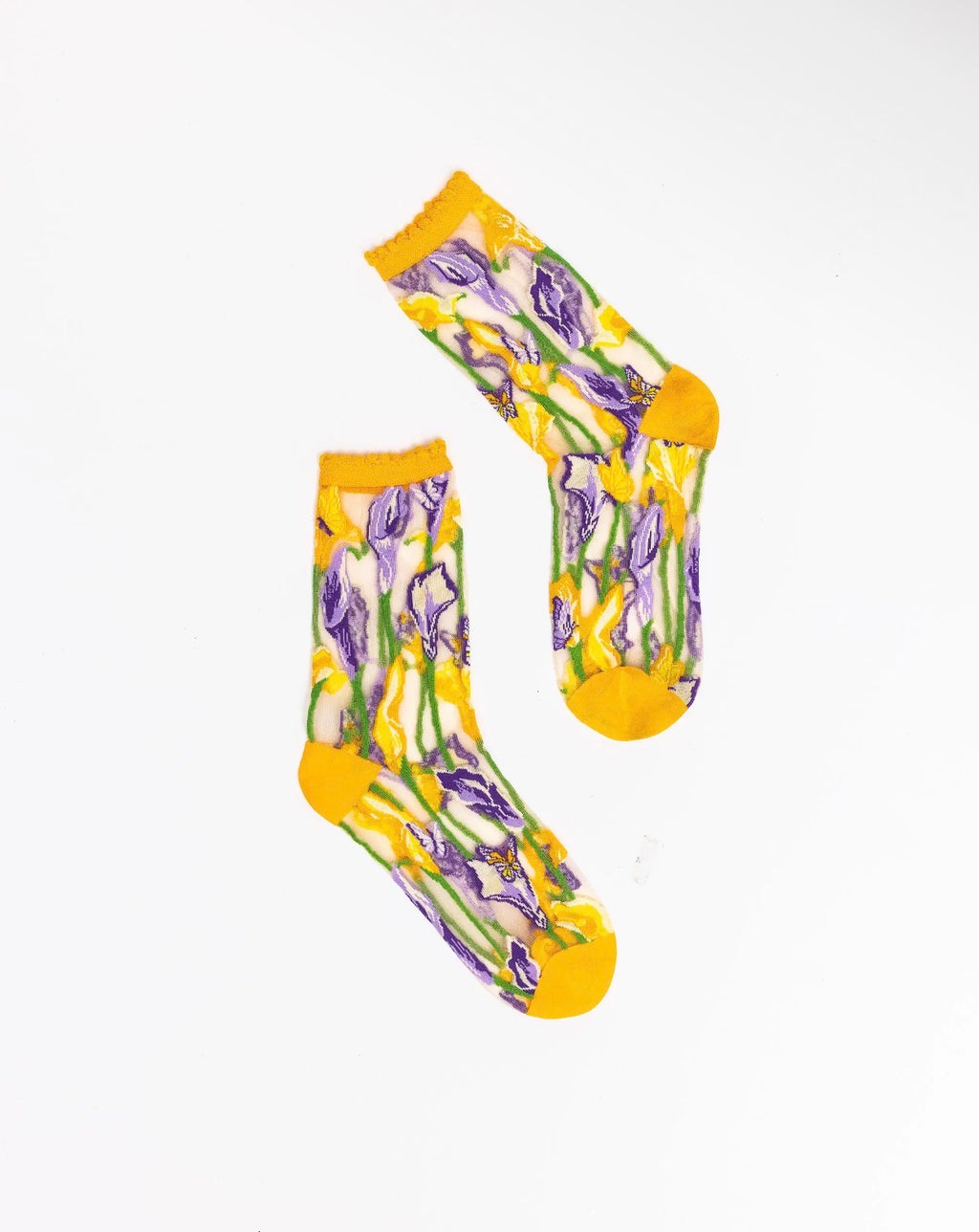Calla lily shimmer sheer socks