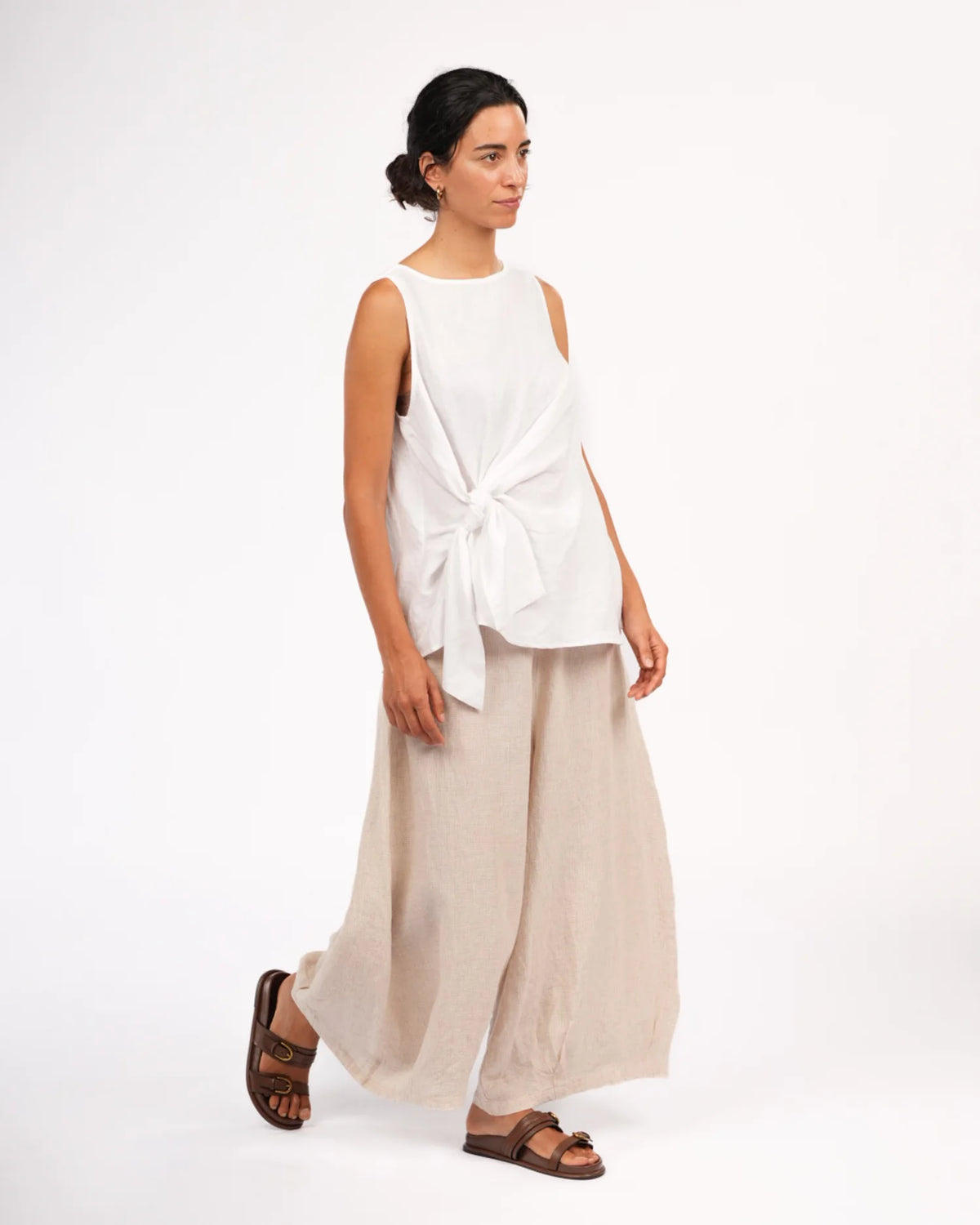Montaigne Coco Front Tie Up Linen Top
