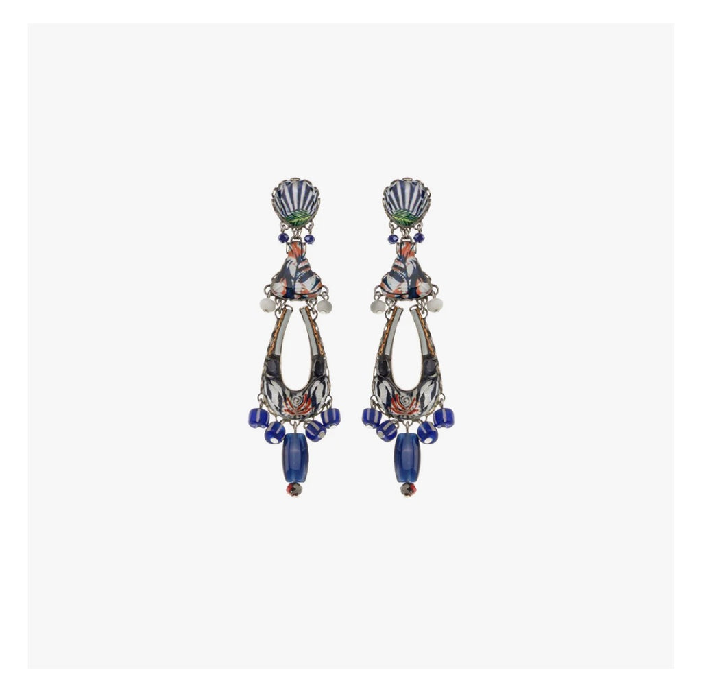 Ayala bar Blue Domes Set, Long Blue Glass Earrings, Athena R2414