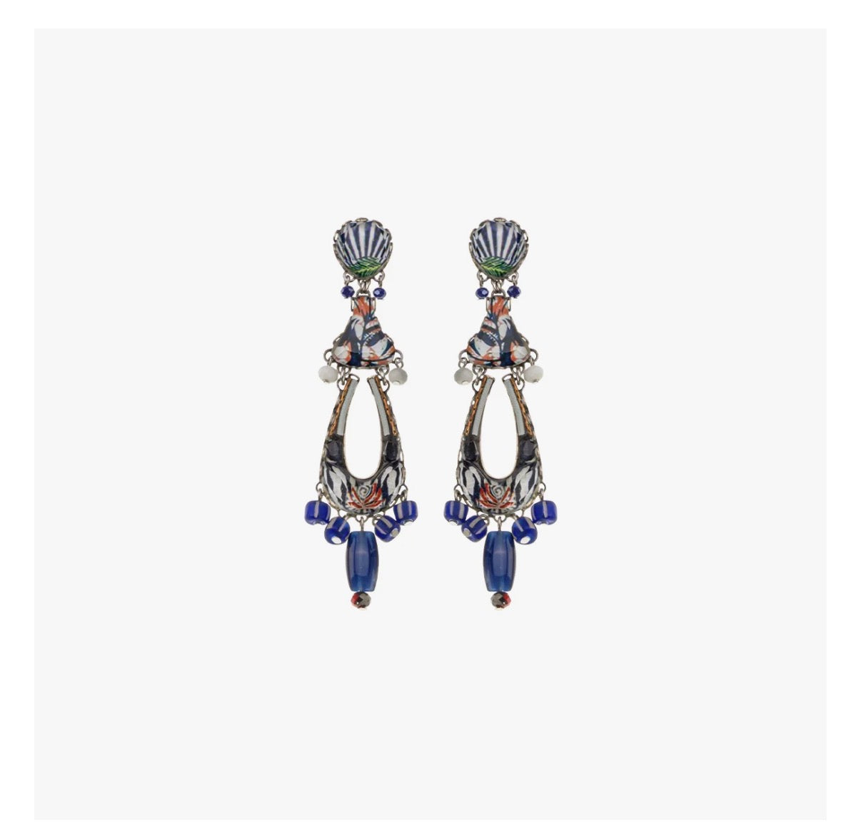 Ayala bar Blue Domes Set, Long Blue Glass Earrings, Athena R2414
