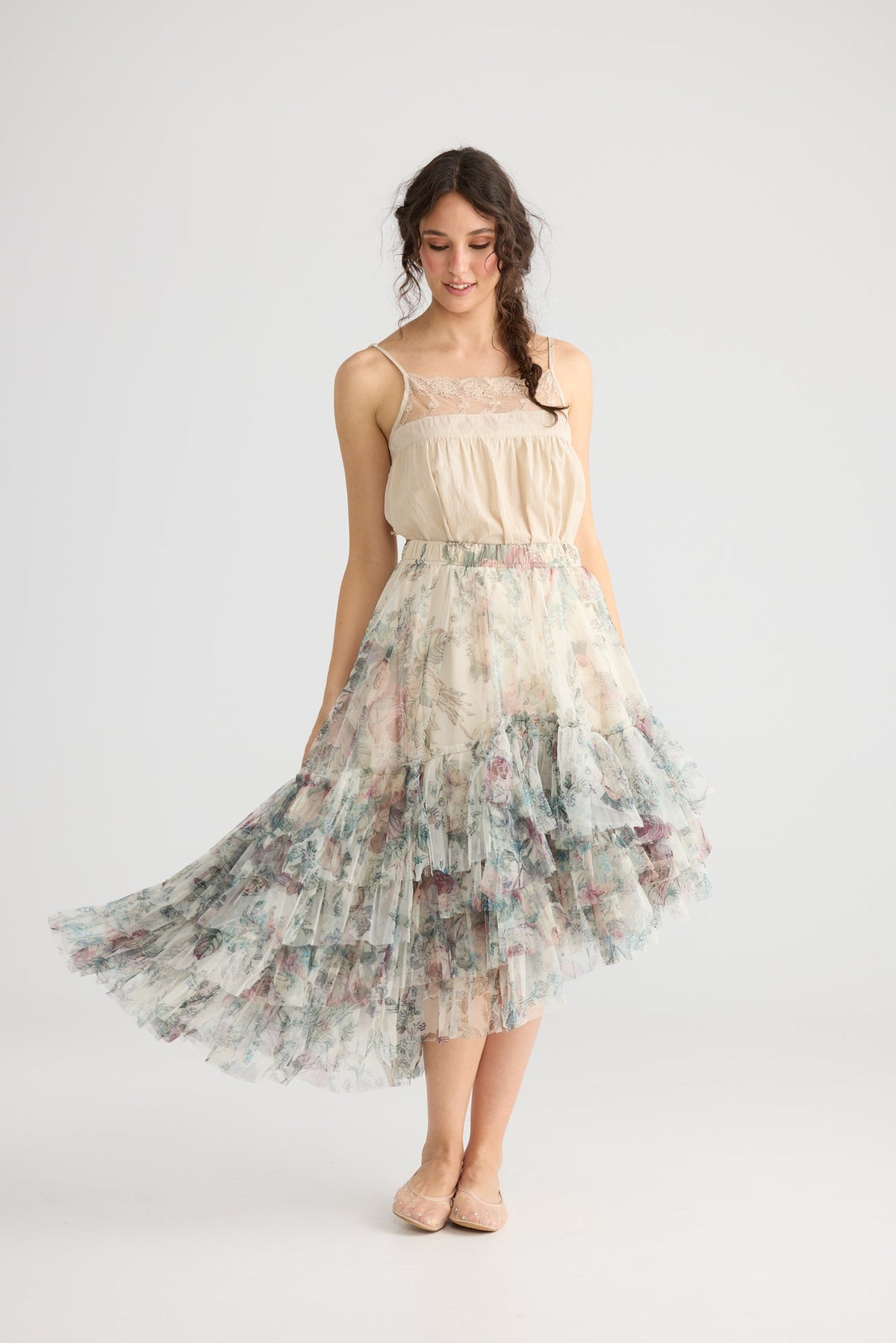 Miss roses sister violet ballerina tutu skirt  cream rose