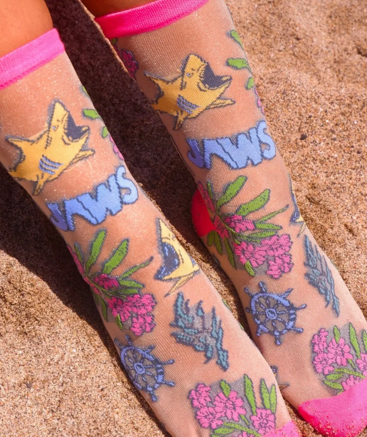 Jaws aquatic sheer shimmer crew socks