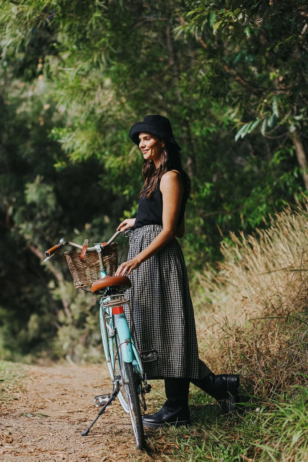 Montaigne Amélie Linen Skirt Black & White Gingham O/S