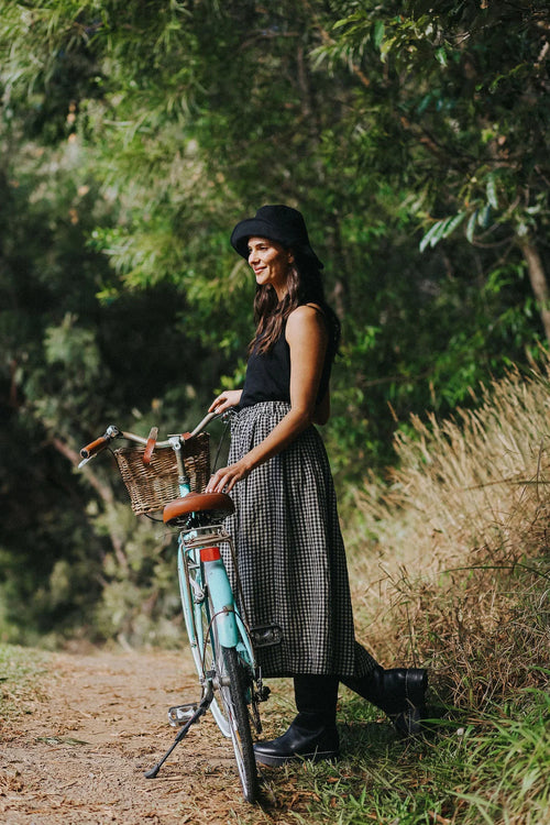 Montaigne Amélie Linen Skirt Black & White Gingham O/S