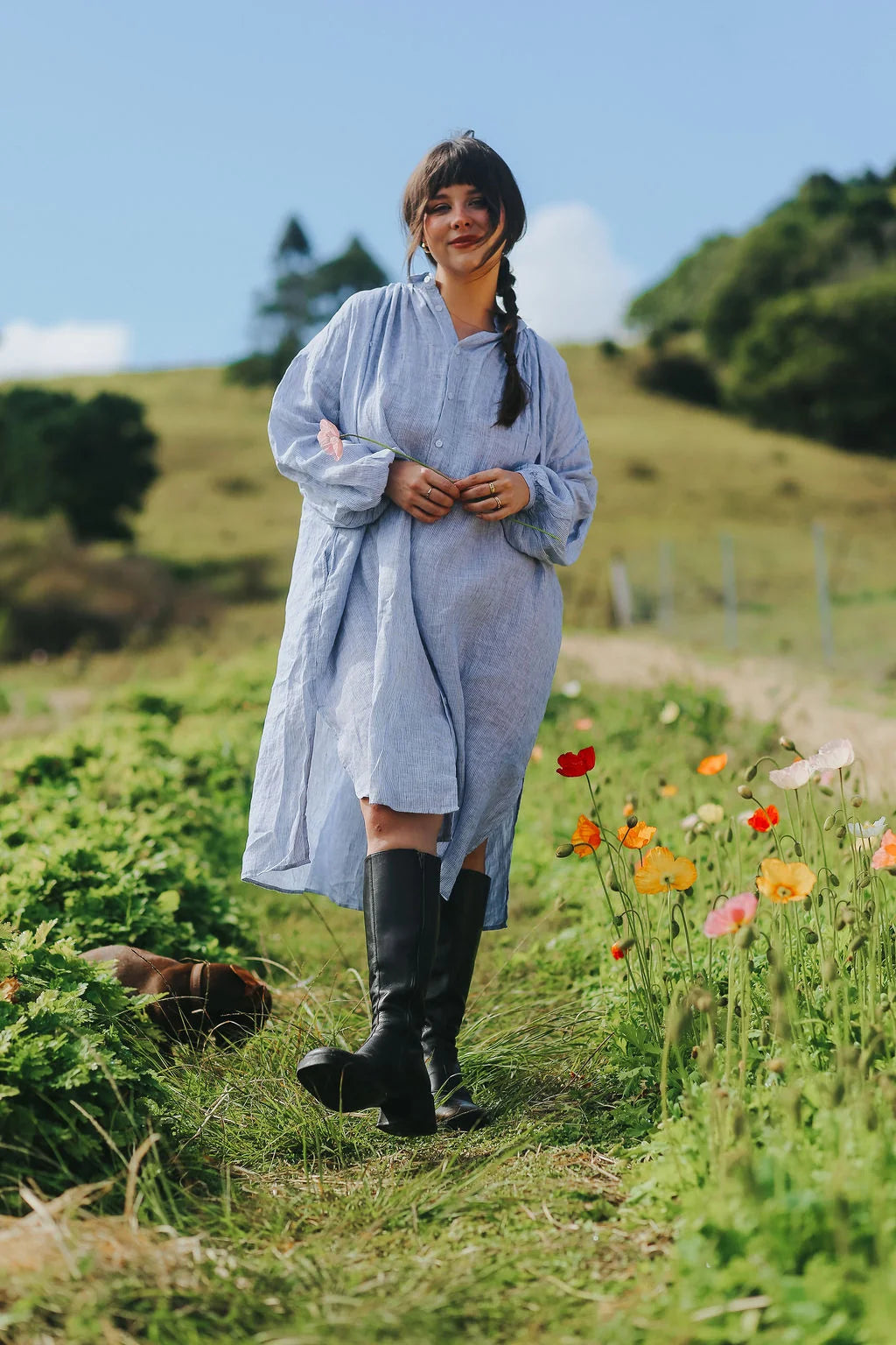 Montaigne Valentina fine linen stripe dress/coat o/s