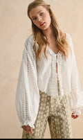 Miou muse embroider tie front top