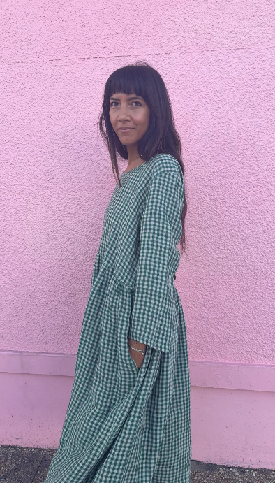 Montaigne - Journee French Linen Gingham Linen Dress - Green