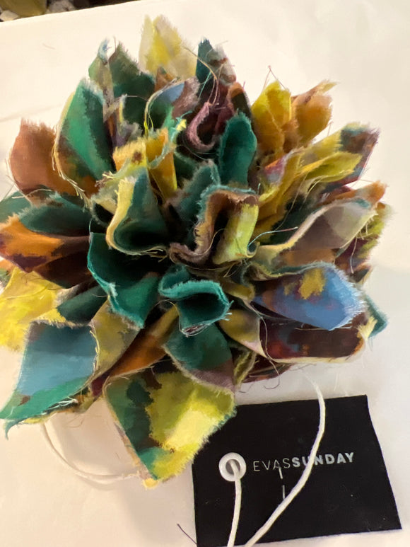 Eva Sunday Fabric Flower Brooch multi color