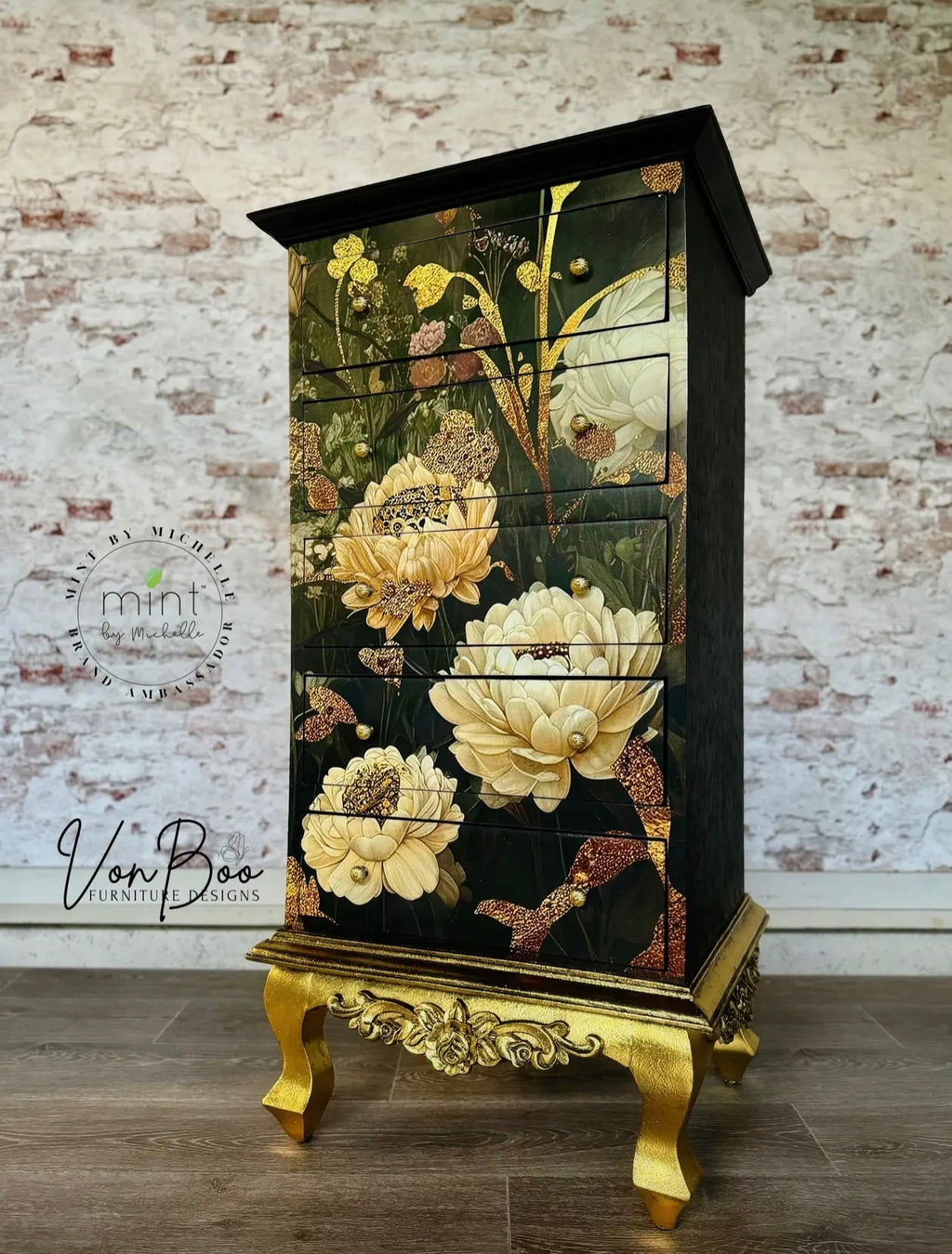  Autumn blossom mint decopage paper A3 - Stay Wild Collective  Decor