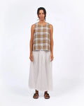 Ava Linen Cami in Pistachio Check Montaigne - Stay Wild Collective  