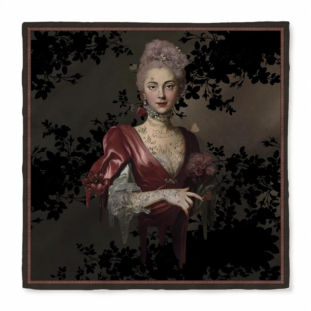 Voglio bene silk scarf 68x68 Olympe de gouges